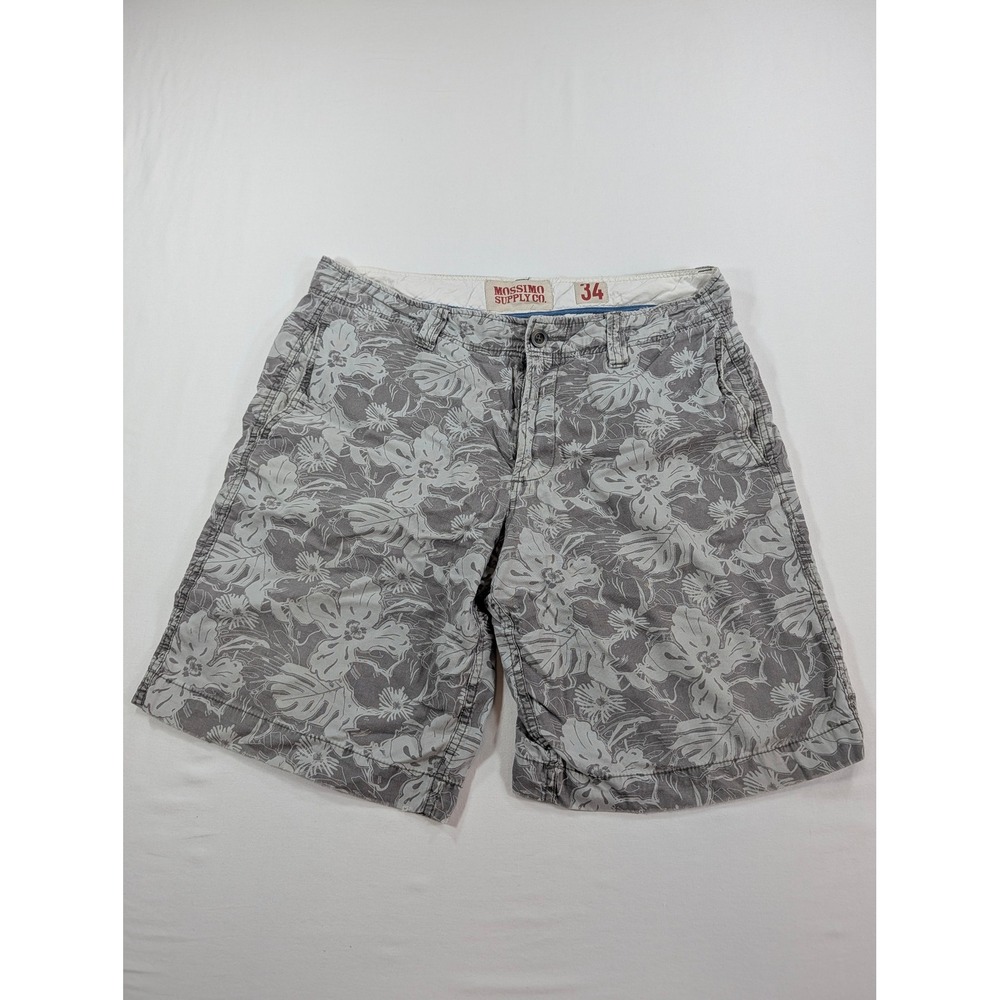 Mossimo Supply Co Mens Grey Floral Hibiscus Tropical Cargo Shorts Size 34